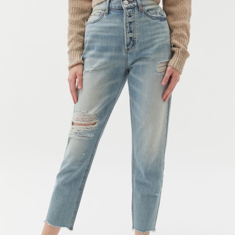 BDG high waisted light wash slim straight jean